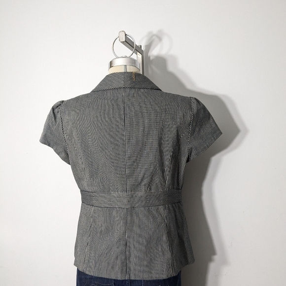 SMART SET Black & Grey Striped Short Sleeve Jacket Size 13 - Picture 9 of 15